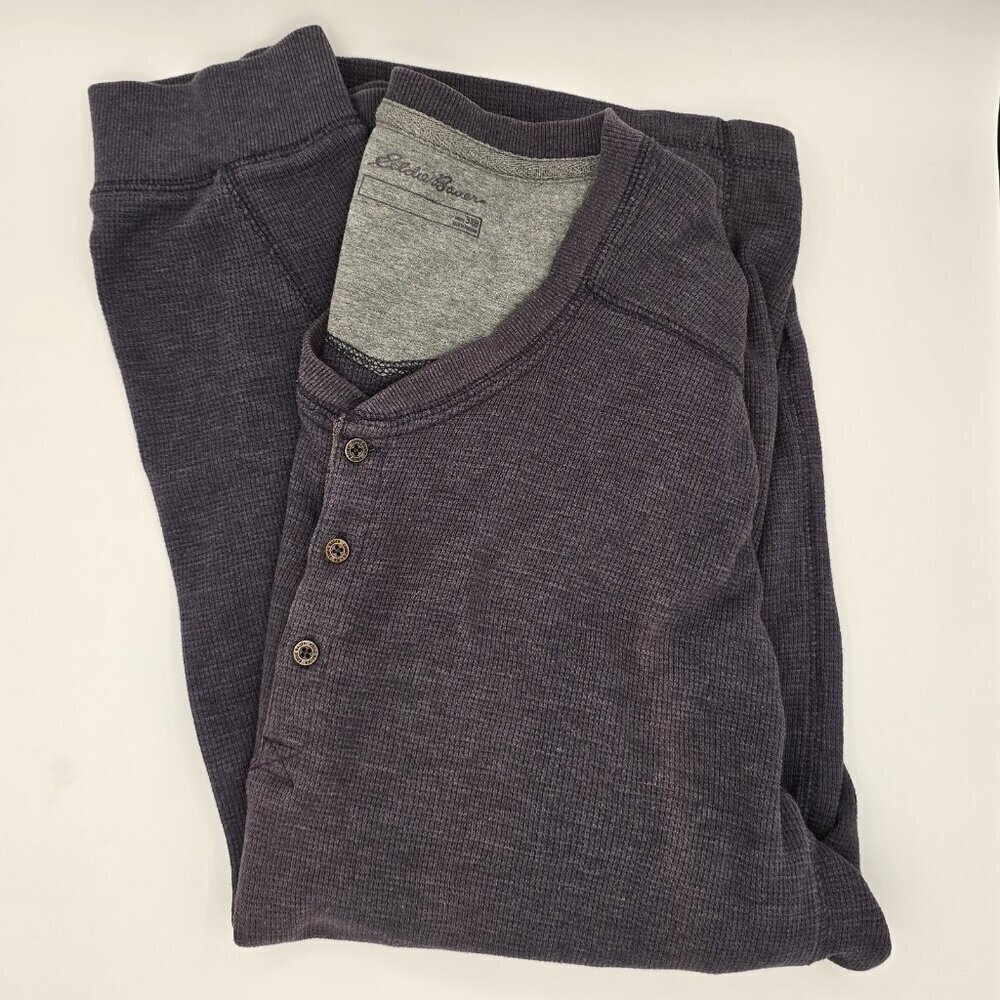 Eddie Bauer Mens Henley Thermal Shirt Size 3XB Dark Gray Big & Tall - Picture 4 of 8